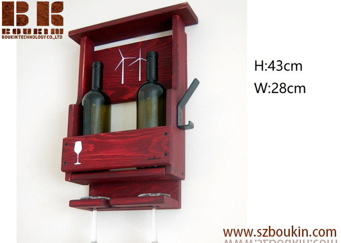 Hand Made Wall Mounted Bottle Storage Holder Pine Wooden Wine Rack
