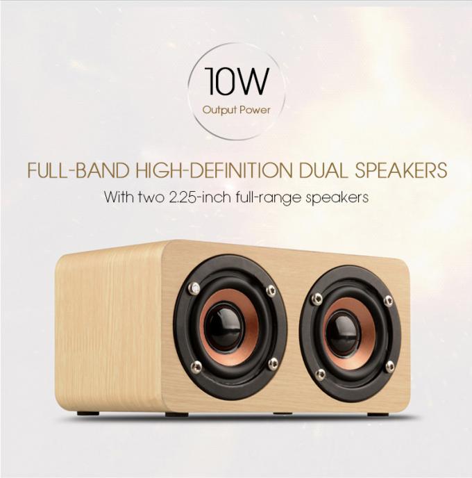 Dual-horn Wooden Bluetooth Wireless Portable Speaker With Bass Music Sound, Intelligent Hands-free Calls