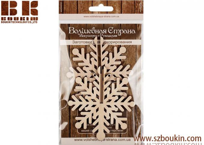 Laser plywood 3D snowflake ornament, Xmas tree decoration, wood shape craft supply, unpainted DIY Christmas, winter wood