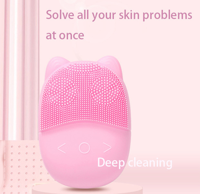 Electric waterproof facial cleansing brush with soft silicon for deep cleaning by ultrasonic technology